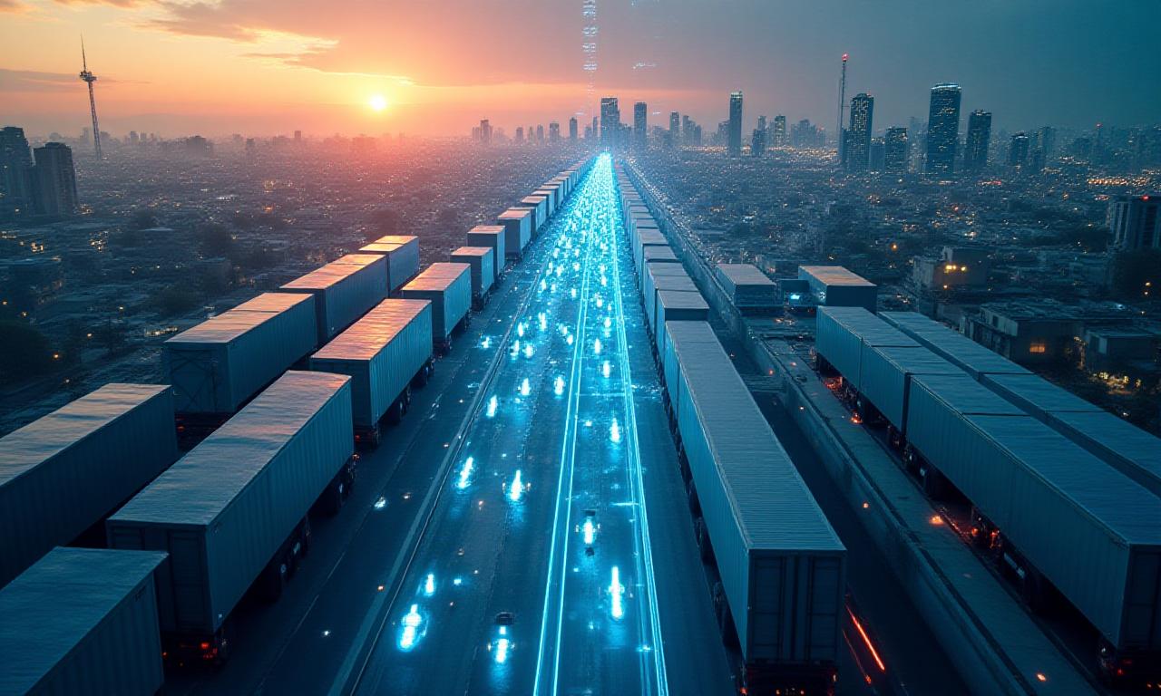 Logistics hub operation overhead shot representing network optimization